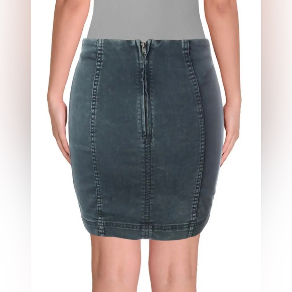NWT Free People Womens Blue Denim Mini Stretch A-Line Skirt Sz 2